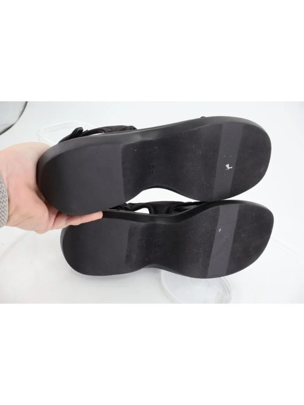 Vince Fresca Sandals Womens 10 Shoes black Strappy Hook & Loop Casual Flats